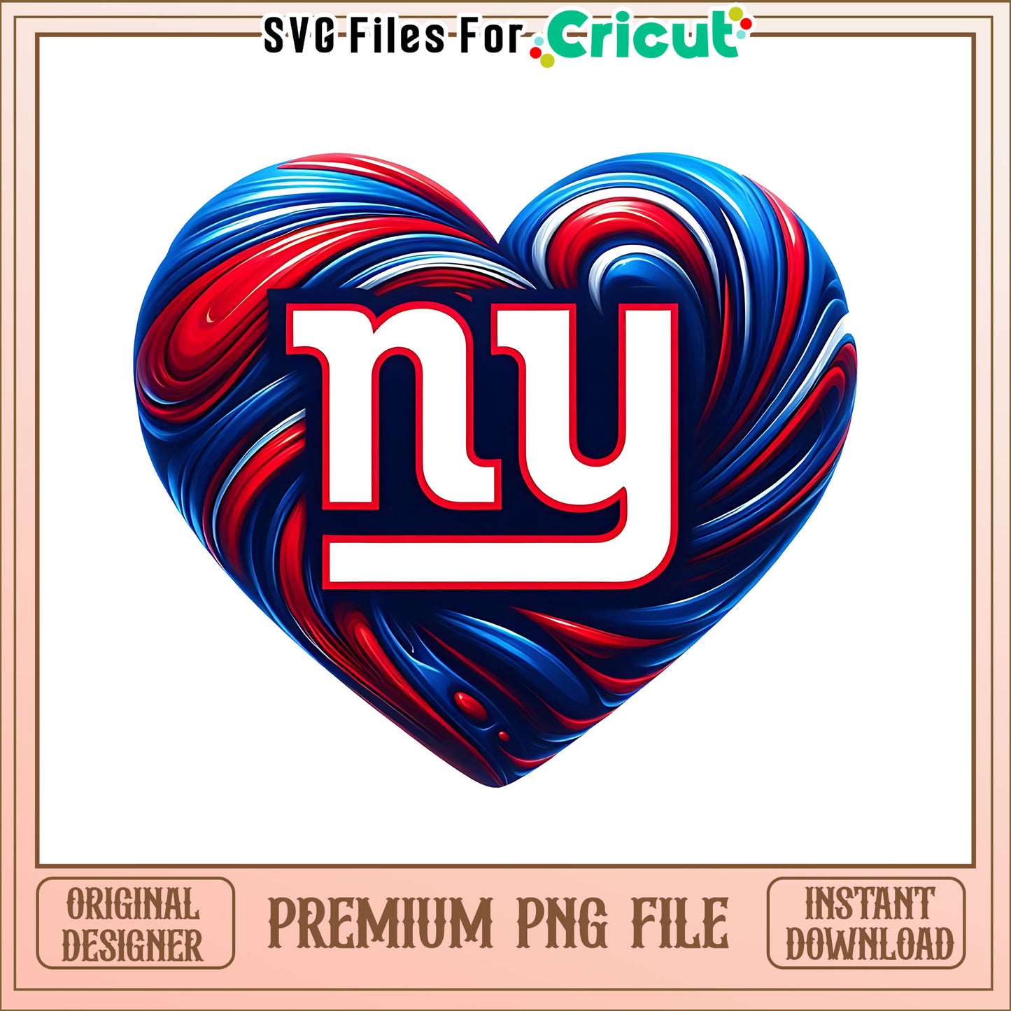Giants logo vintage heart png, New York Giants png, NFL png