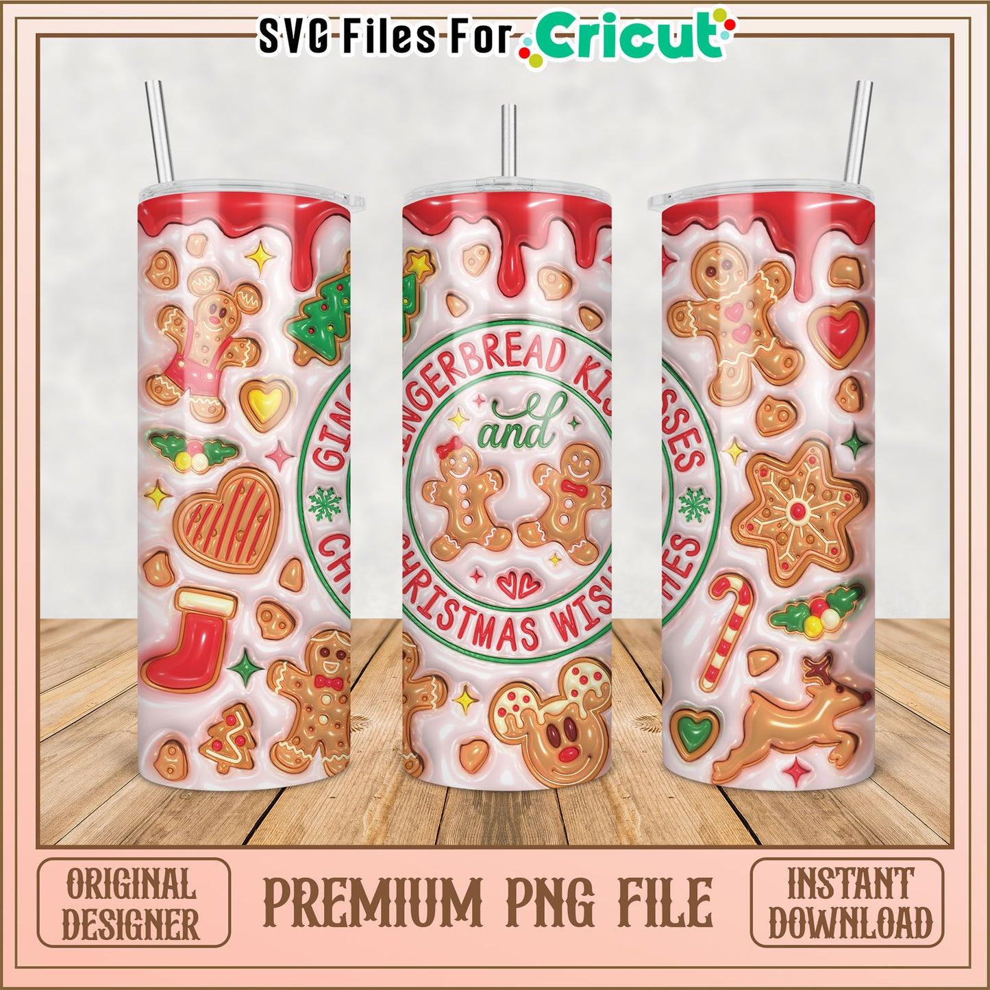 Gingerbread Christmas Tumbler PNG