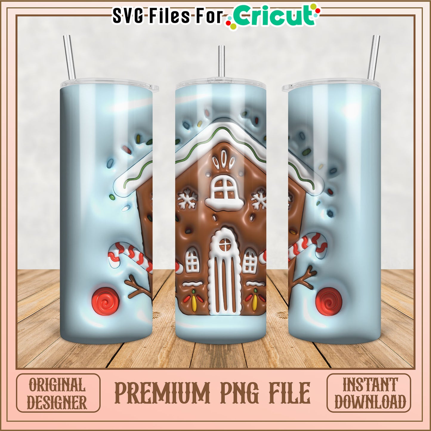 Gingerbread House Tumbler PNG