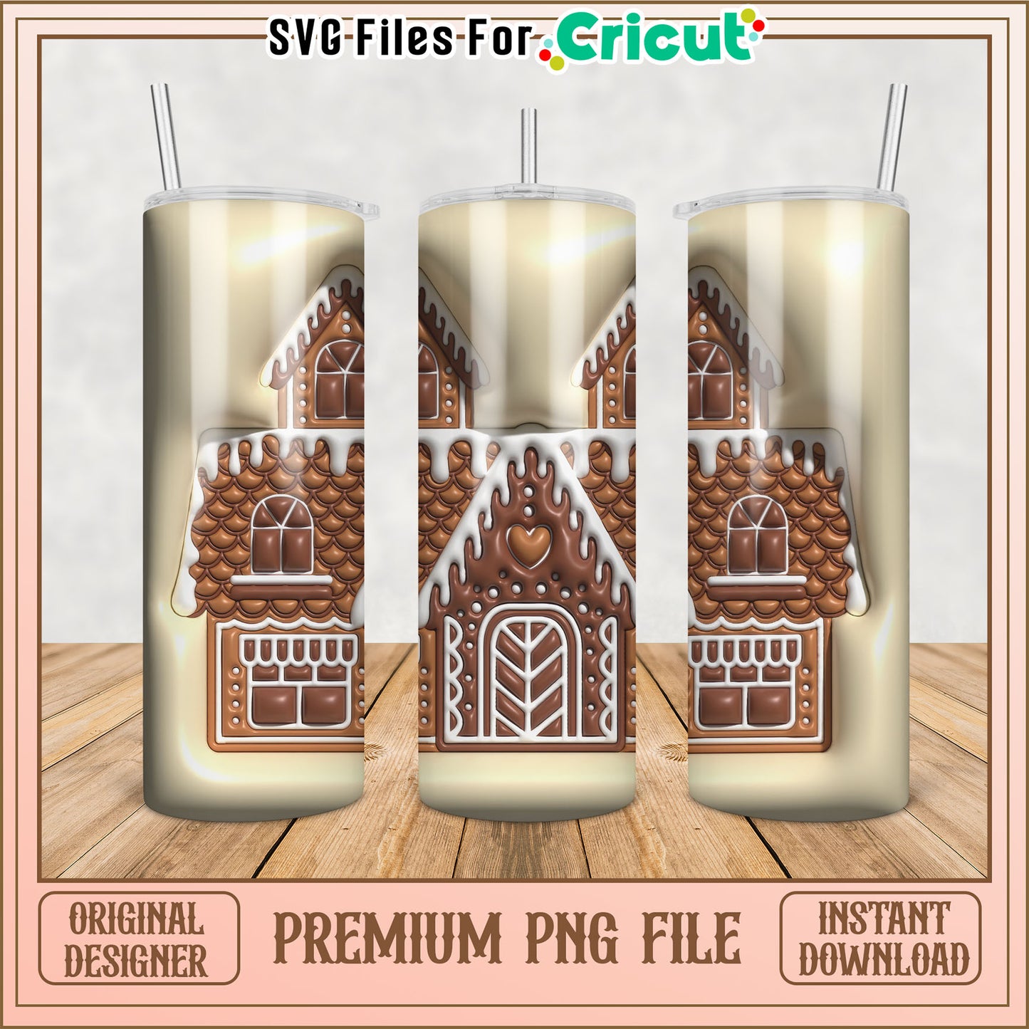 Gingerbread House Tumbler PNG Design