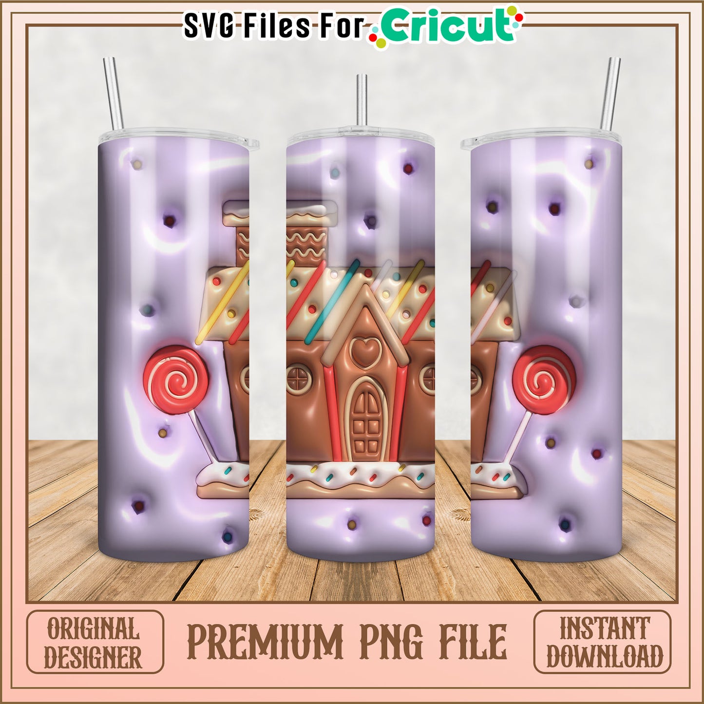 Gingerbread Tumbler PNG Design