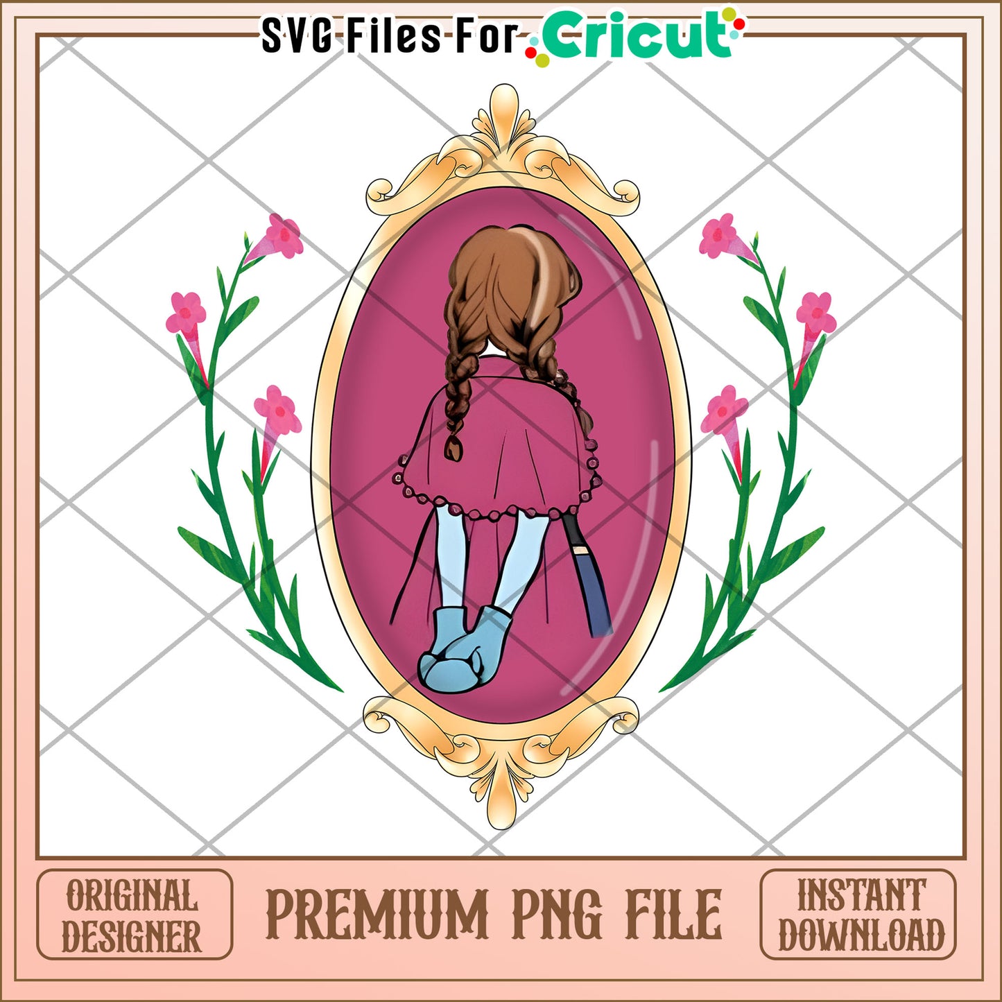 Girl in Frame PNG, Instant Download