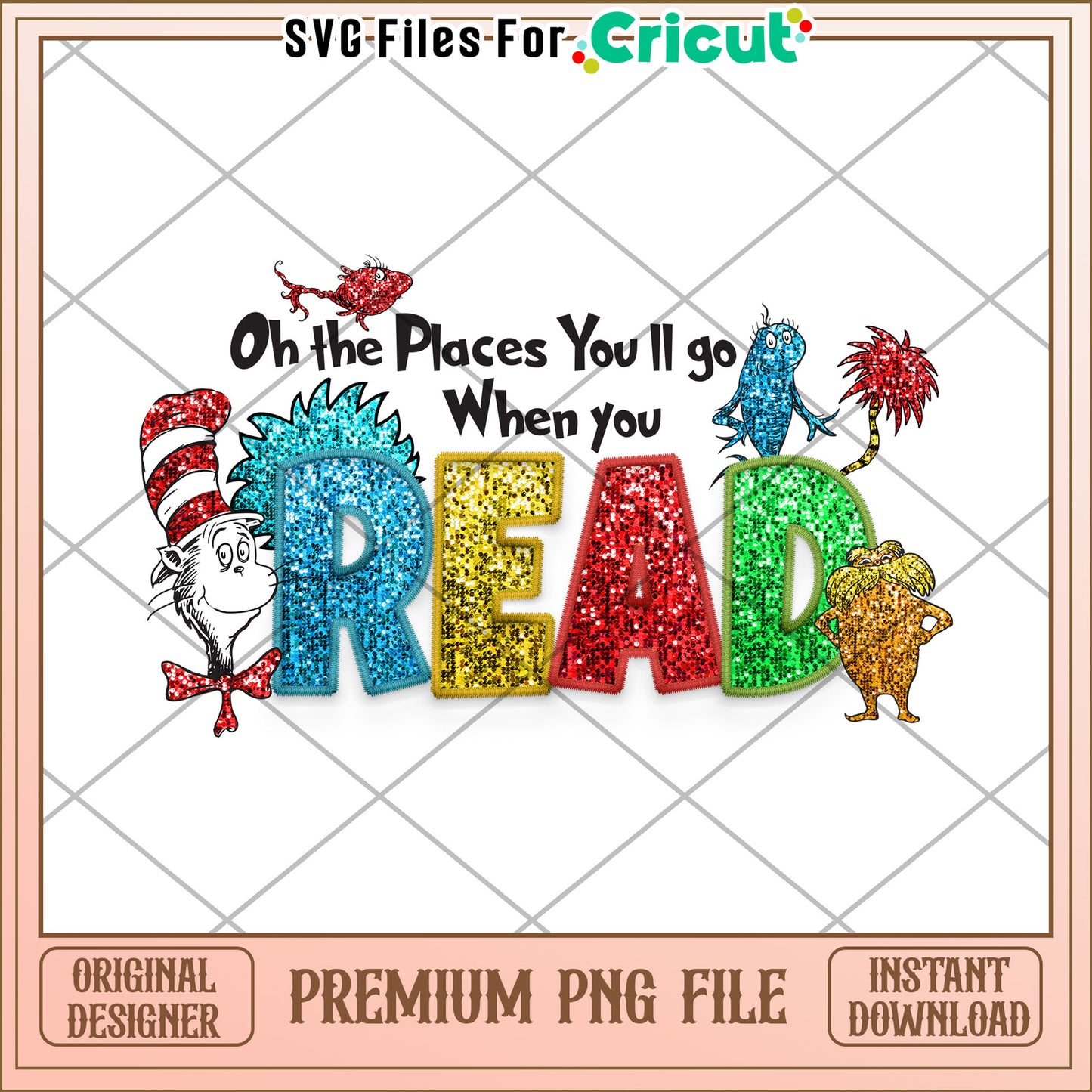 Glitter Read PNG Oh the Places You'll Go