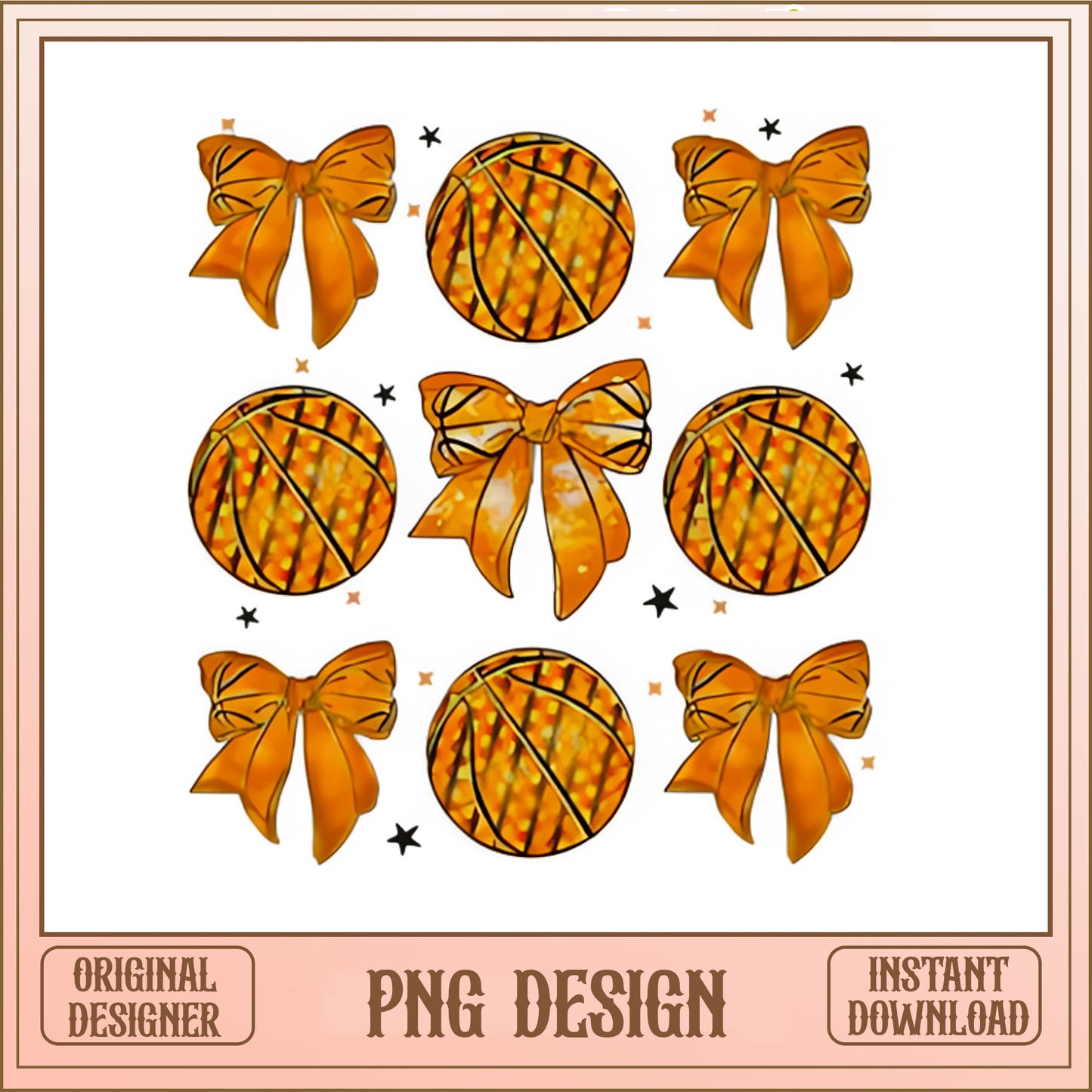 Glitter Basketball And Bow PNG Bundle, Sports PNG, Coquette PNG