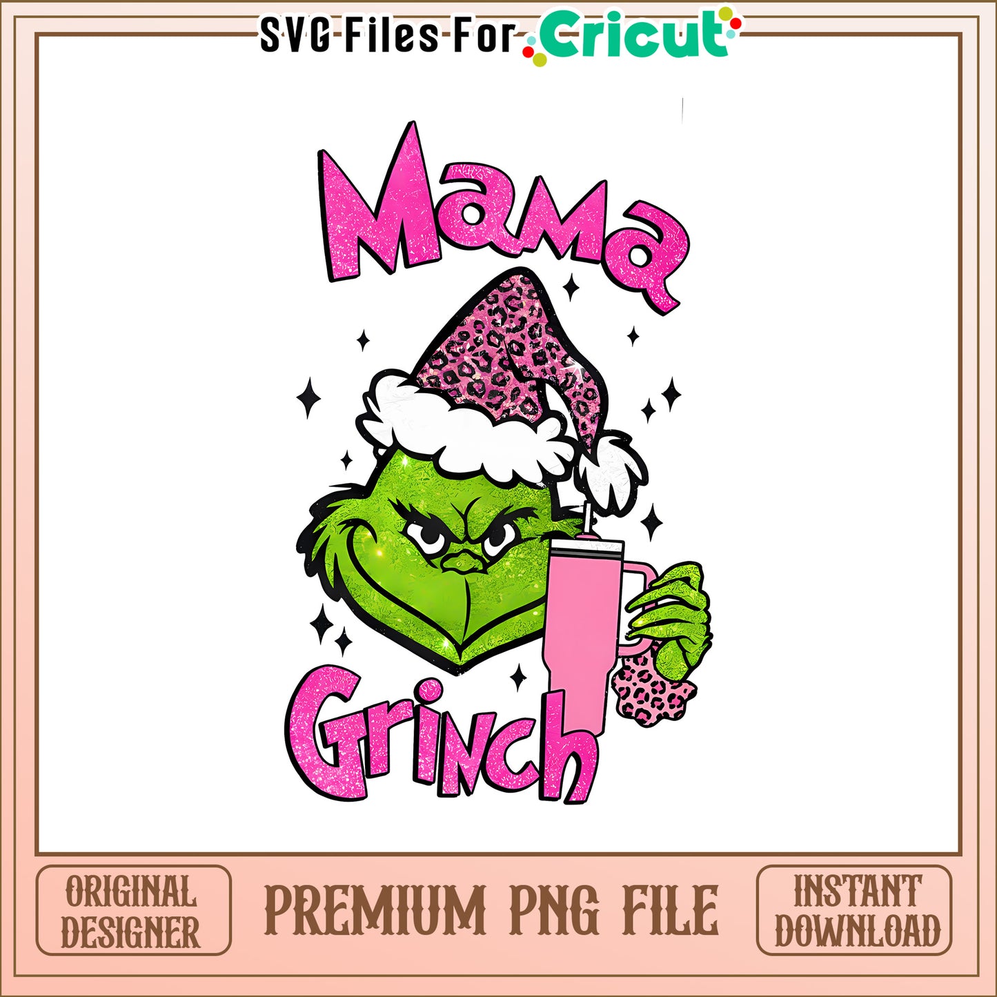Glitter mama grinch christmas png, grinch inflatable christmas png