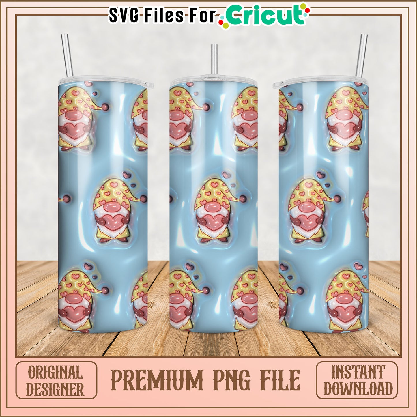 Gnome Heart Tumbler PNG