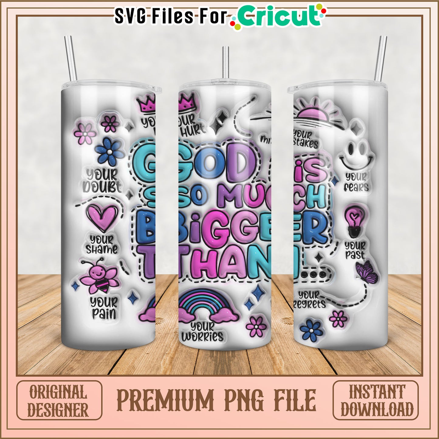 God is Bigger Tumbler PNG Design