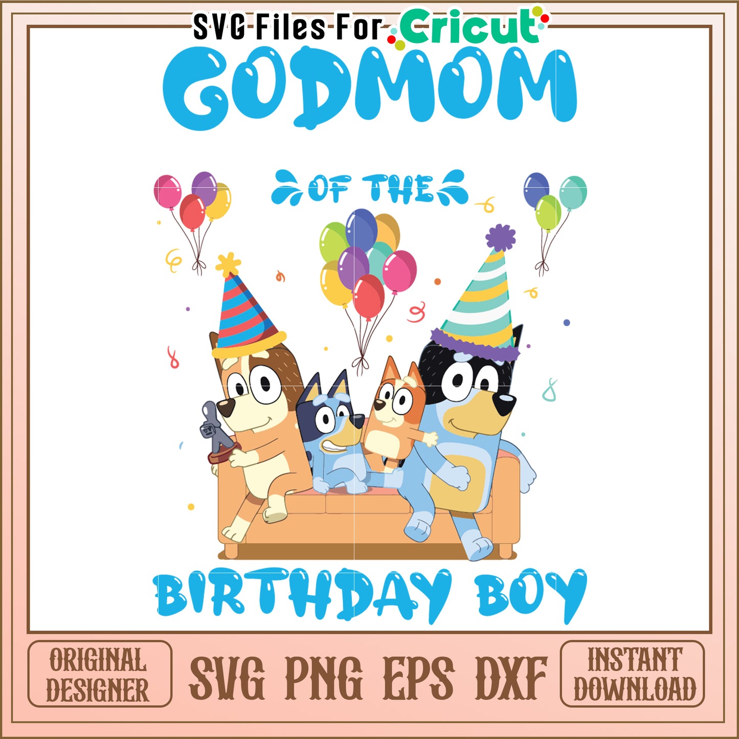 Godmom Of Birthday Boy SVG Design