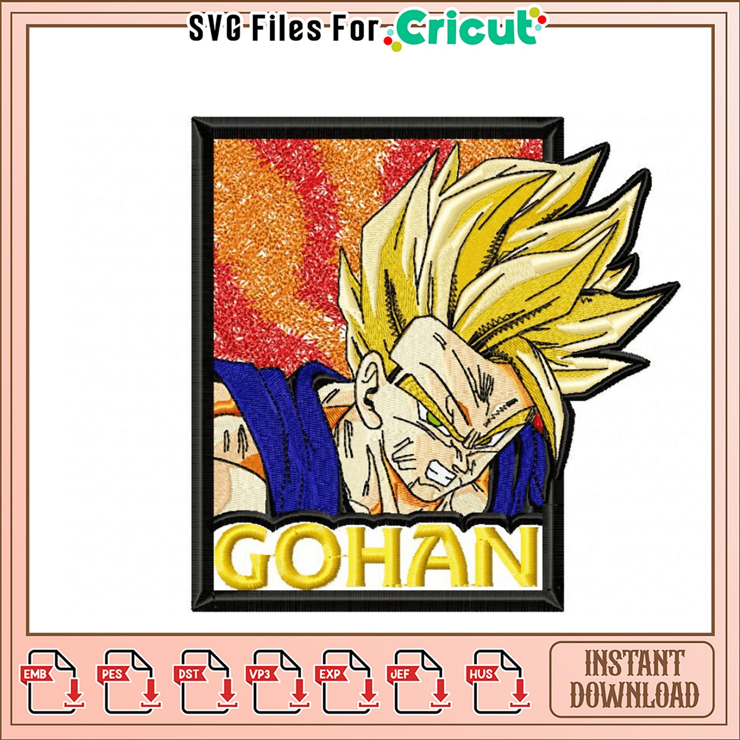 Gohan Embroidery Design Instant Download Machine Embroidery Files