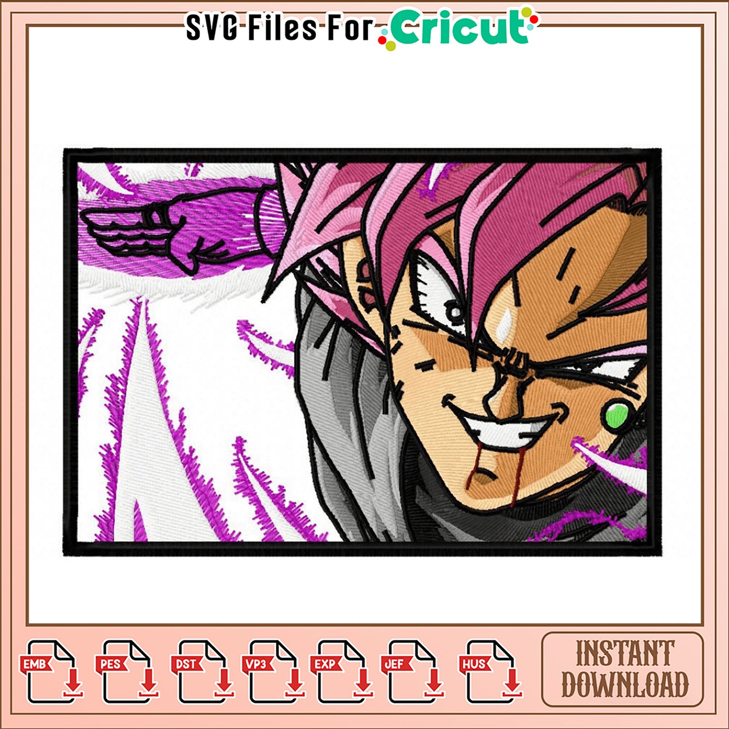 Goku Black Embroidery Design Instant Download
