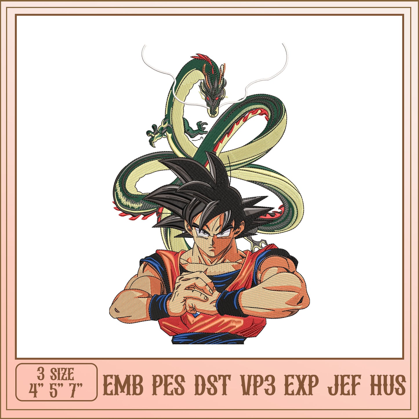 Goku Dragon Embroidery Design