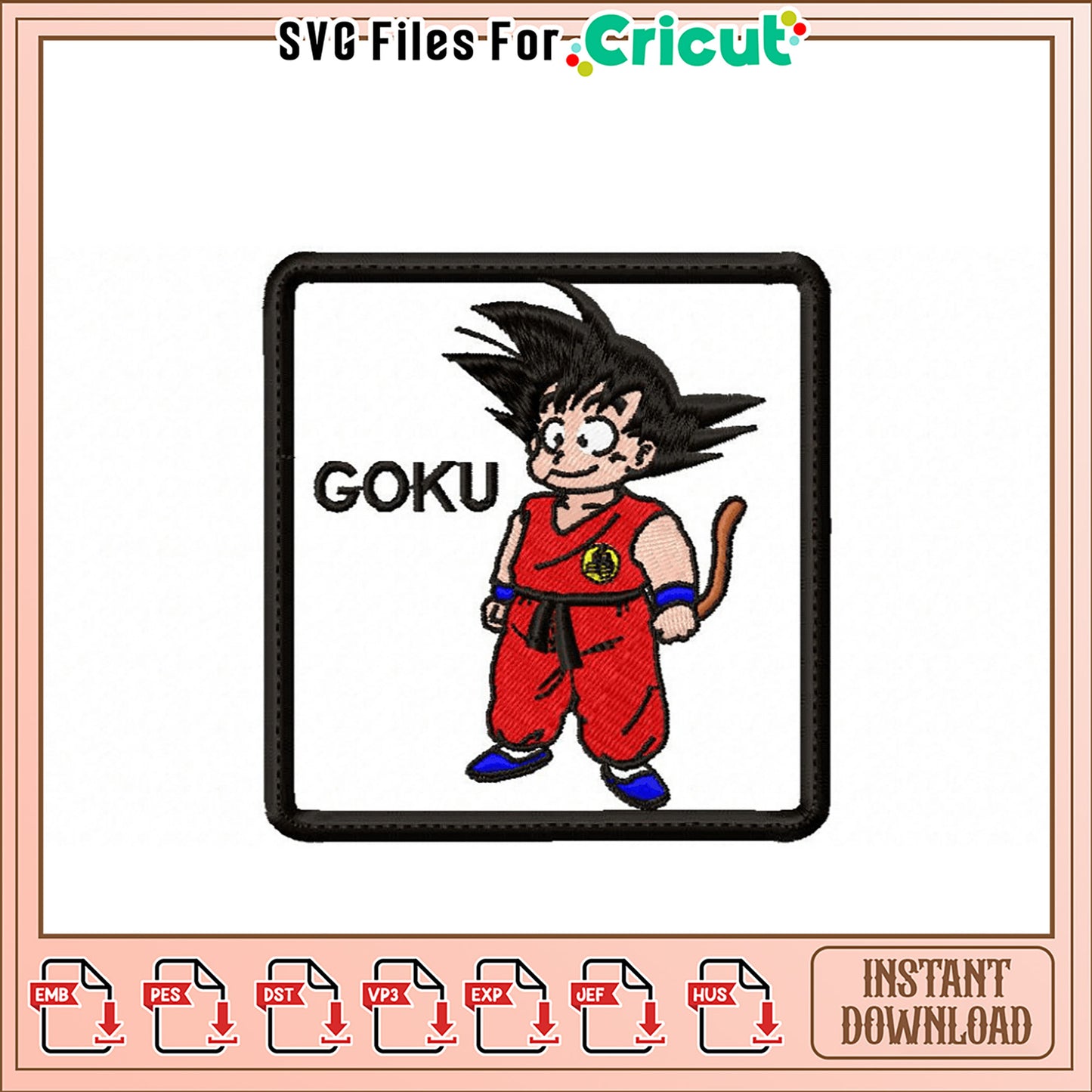 Goku Embroidery Design Instant Download
