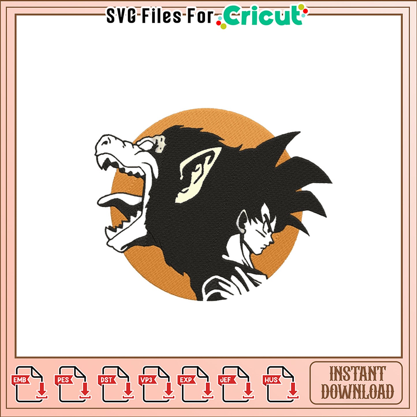 Goku & Great Ape Embroidery Design Instant Download
