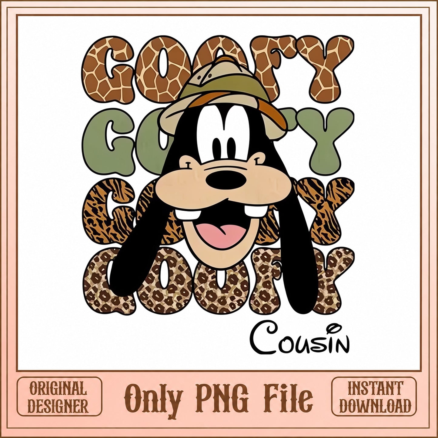 Goofy Cousin PNG, Disney Safari Animal Print, Goofy Family PNG