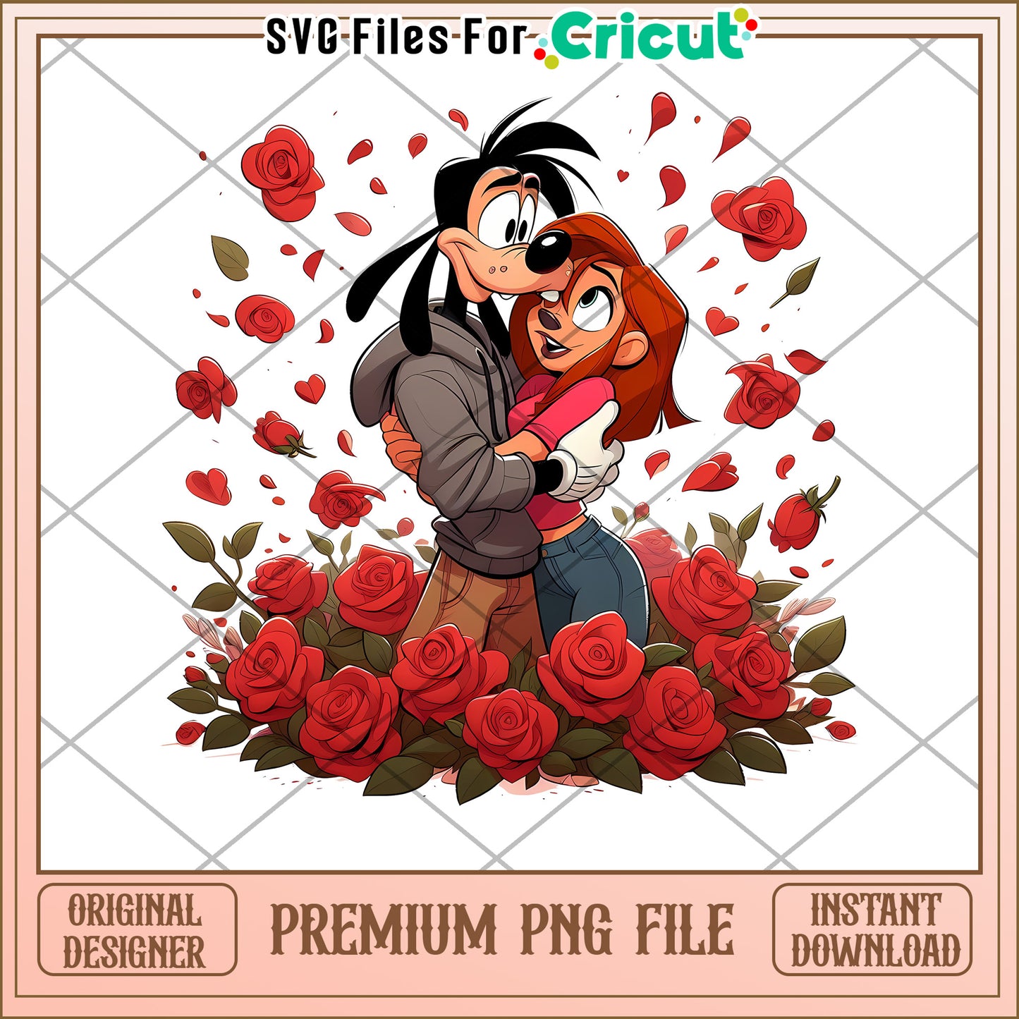 Goofy & Max Roses PNG Cricut