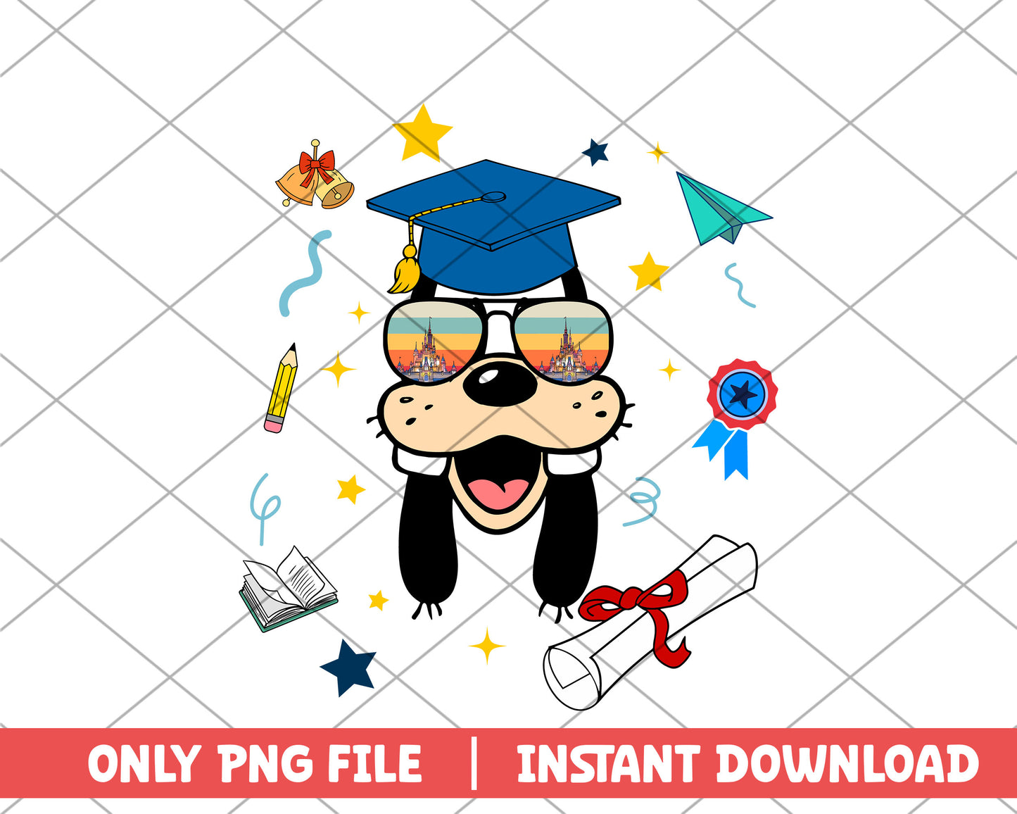 Goofy dog graduation disney png