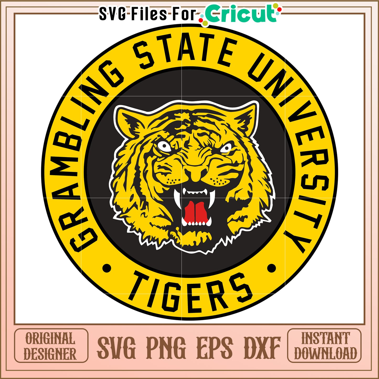 Grambling State University Tiger Logo Design, SVG Files for Cricut Download