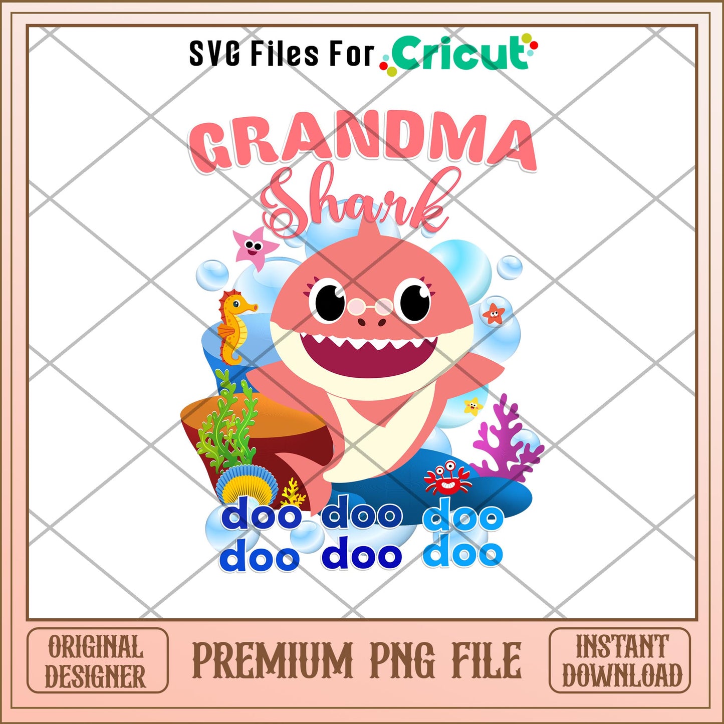 Grandma Baby Shark Png, Baby Shark characters png, digital download