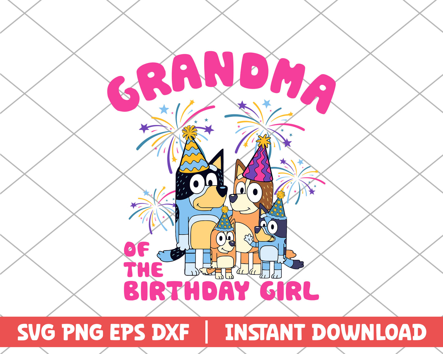 Grandma of the birthday girl cartoon svg