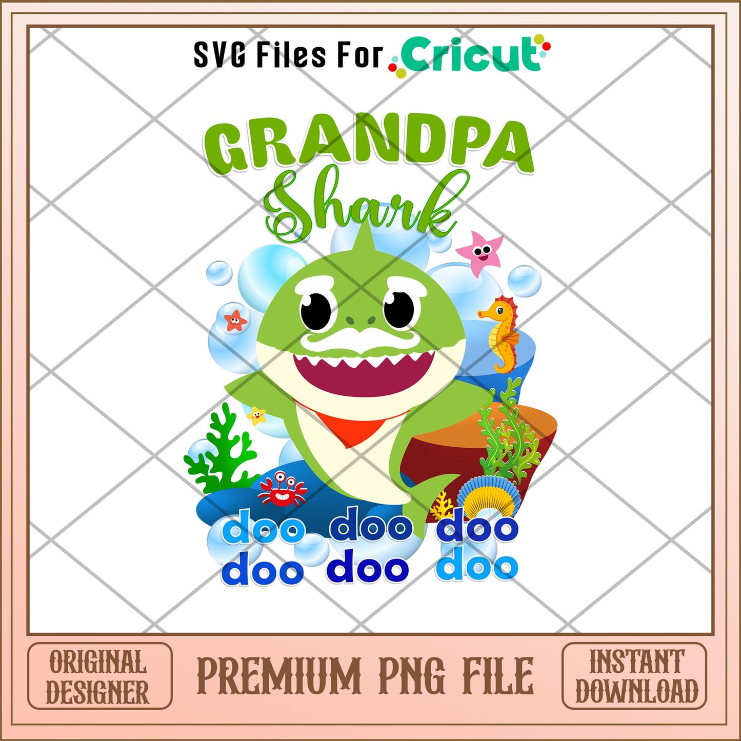 Grandpa Baby Shark Png, Baby Shark characters png, digital download
