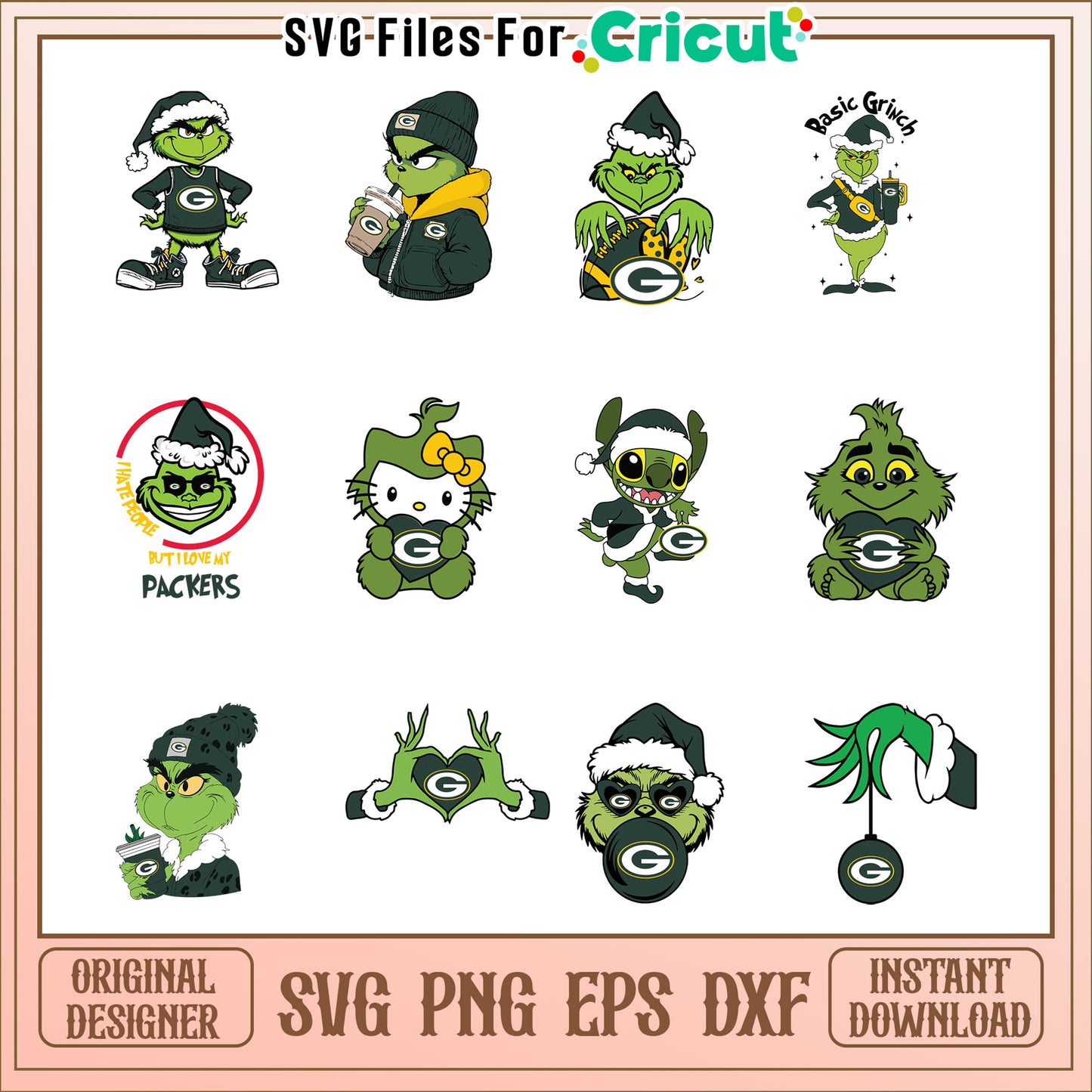 Green Bay Packers Grinch SVG Bundle