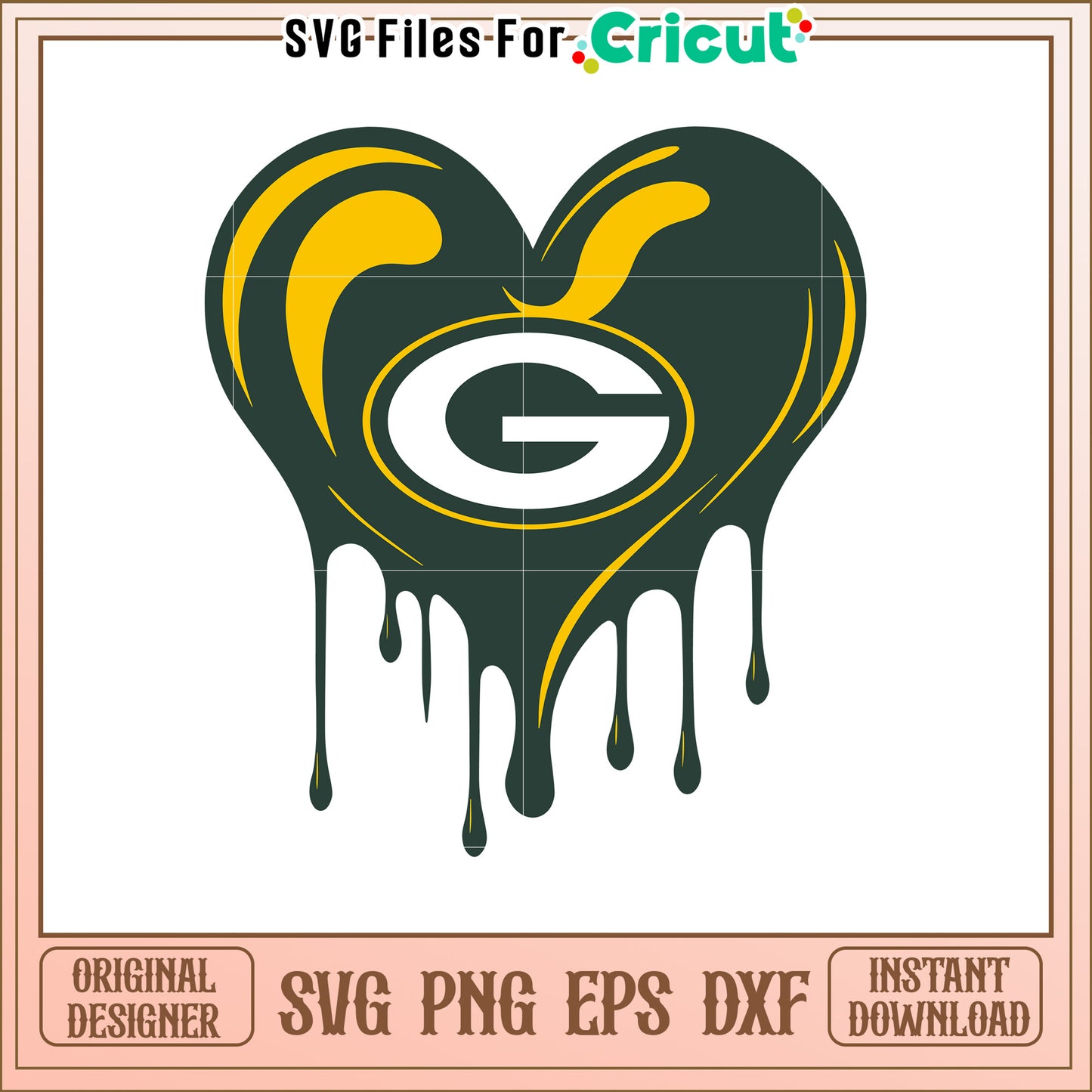 Green Bay Packers Heart SVG Design