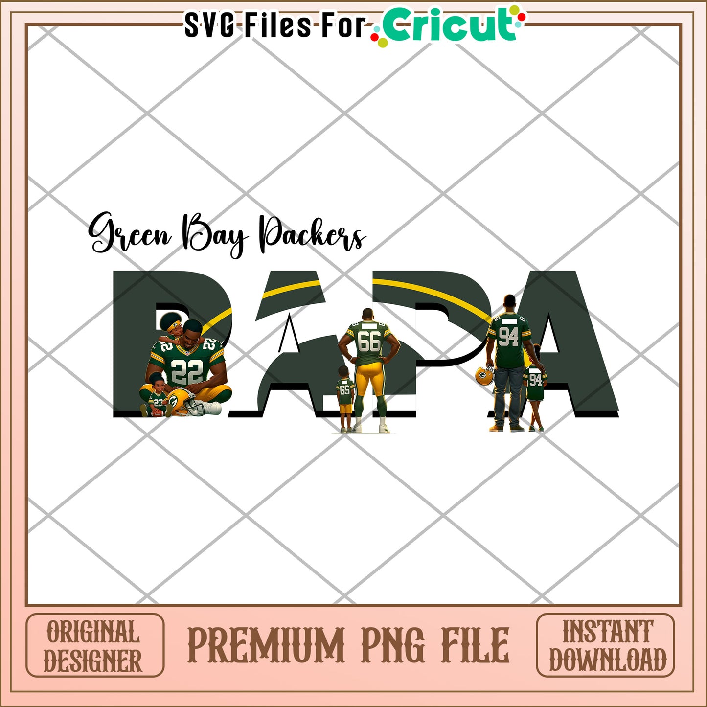 Green Bay Packers Papa design for Cricut, perfect for fans and gifts
