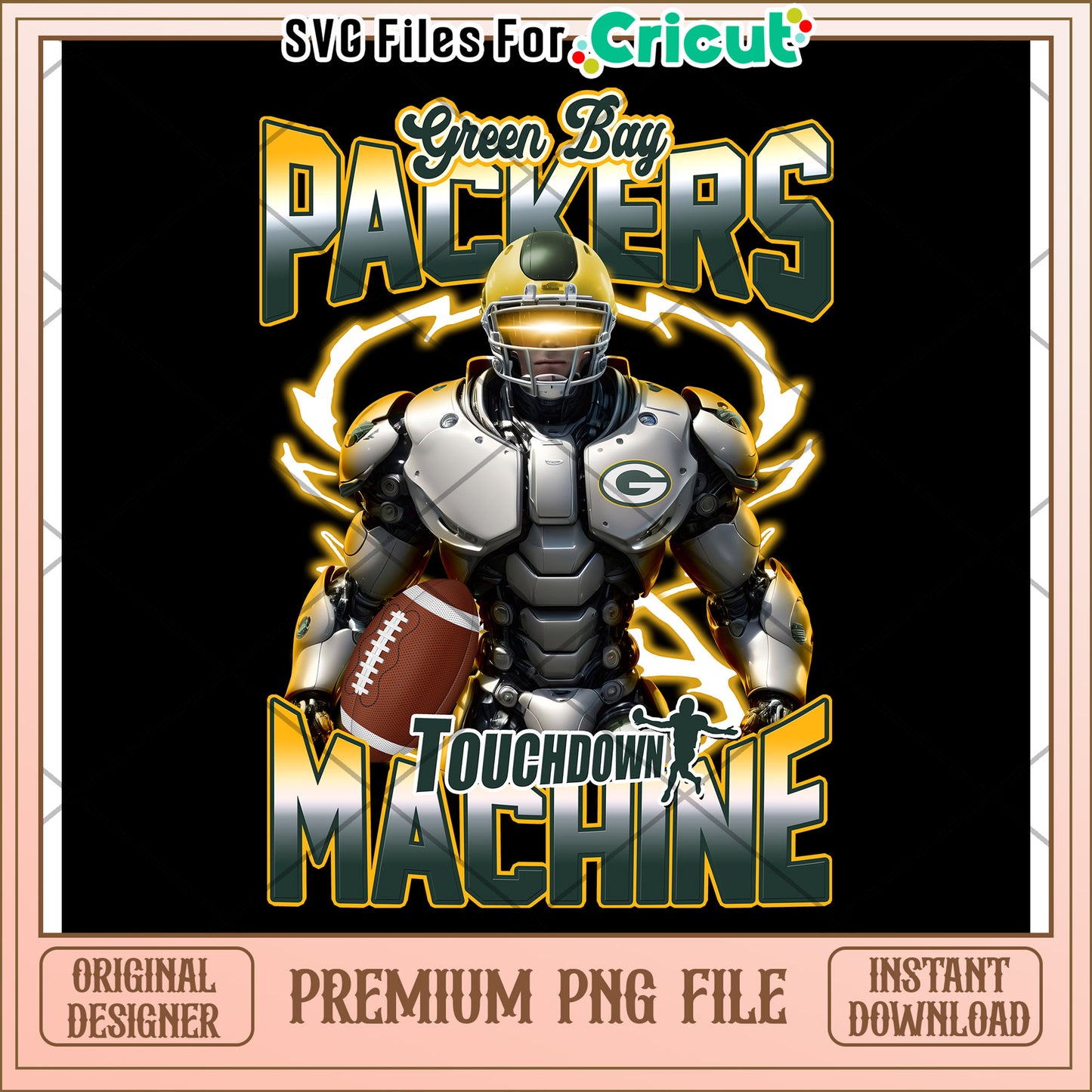 Green Bay Packers Touchdown Machine PNG design, perfect for crafts