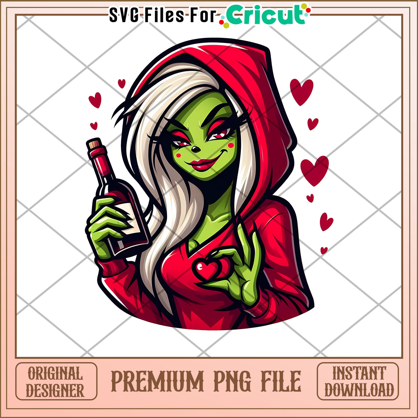 Green Girl Wine PNG Instant Download
