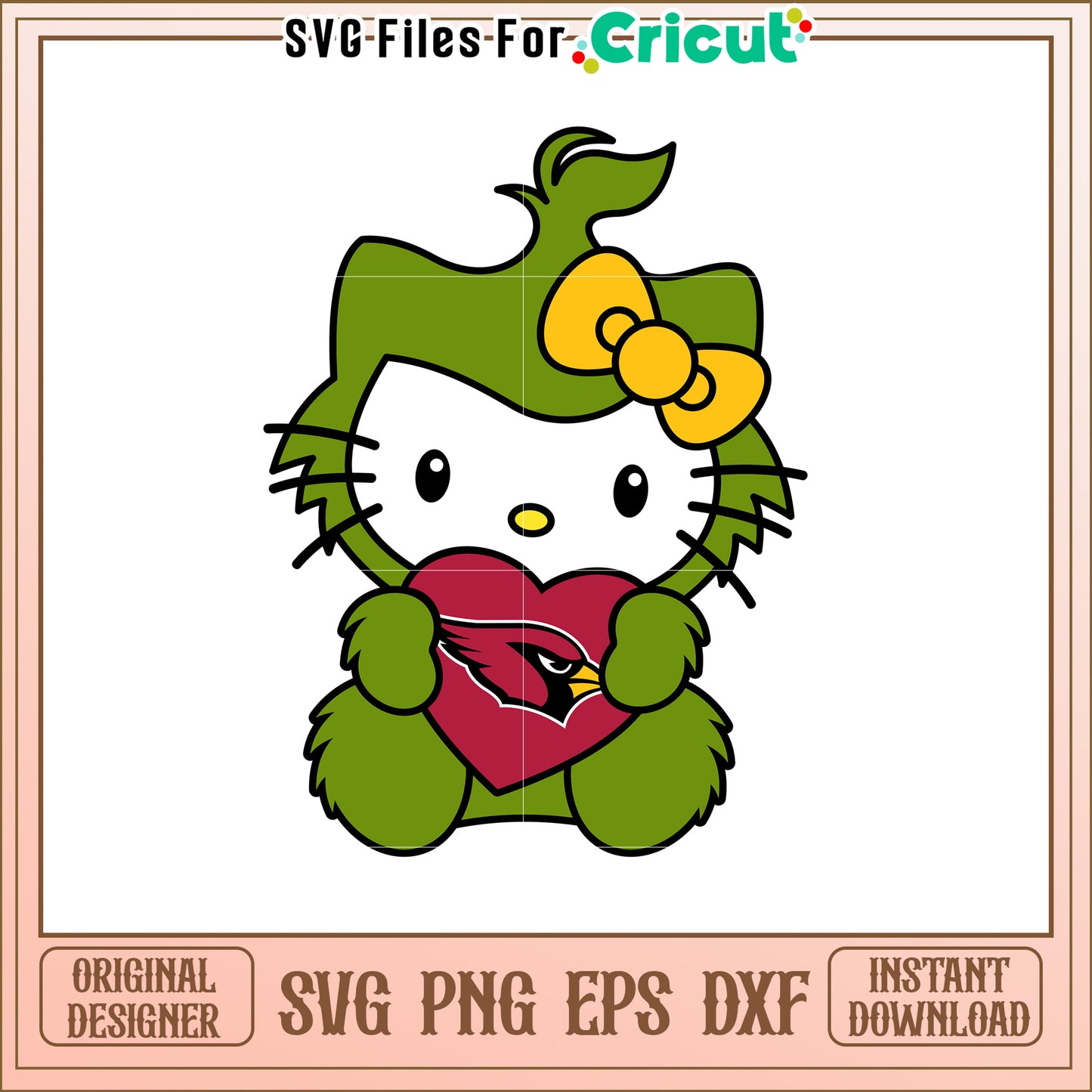 Green Hello Kitty Arizona Cardinals SVG