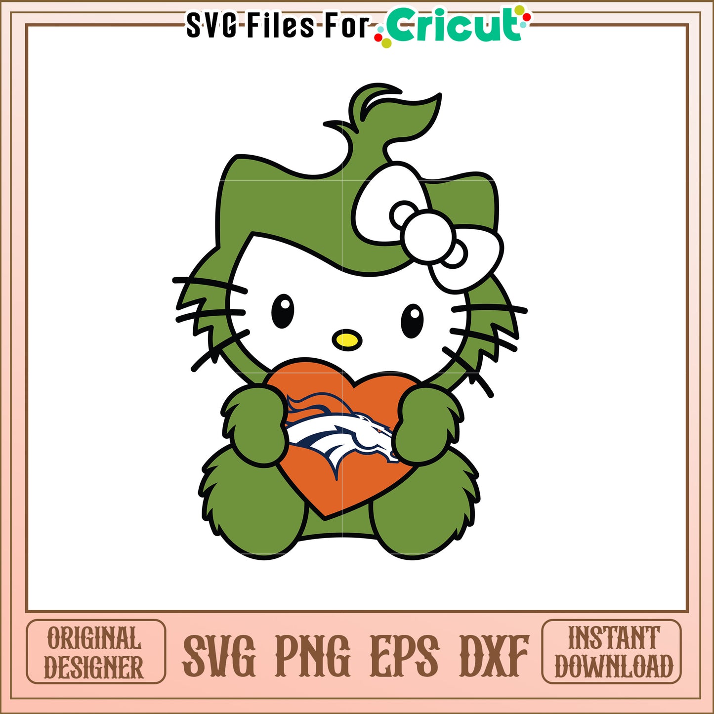 Green Hello Kitty Broncos SVG Design