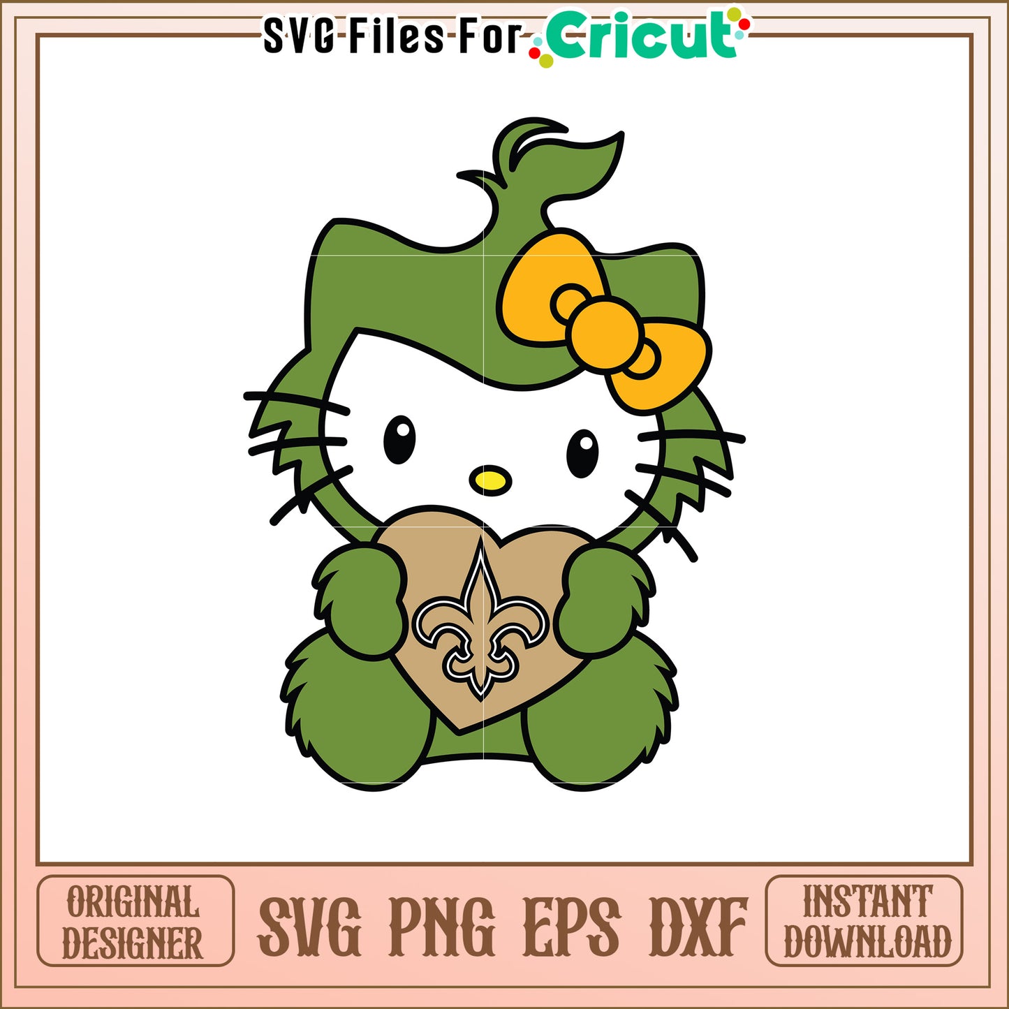 Green Hello Kitty Saints SVG Design