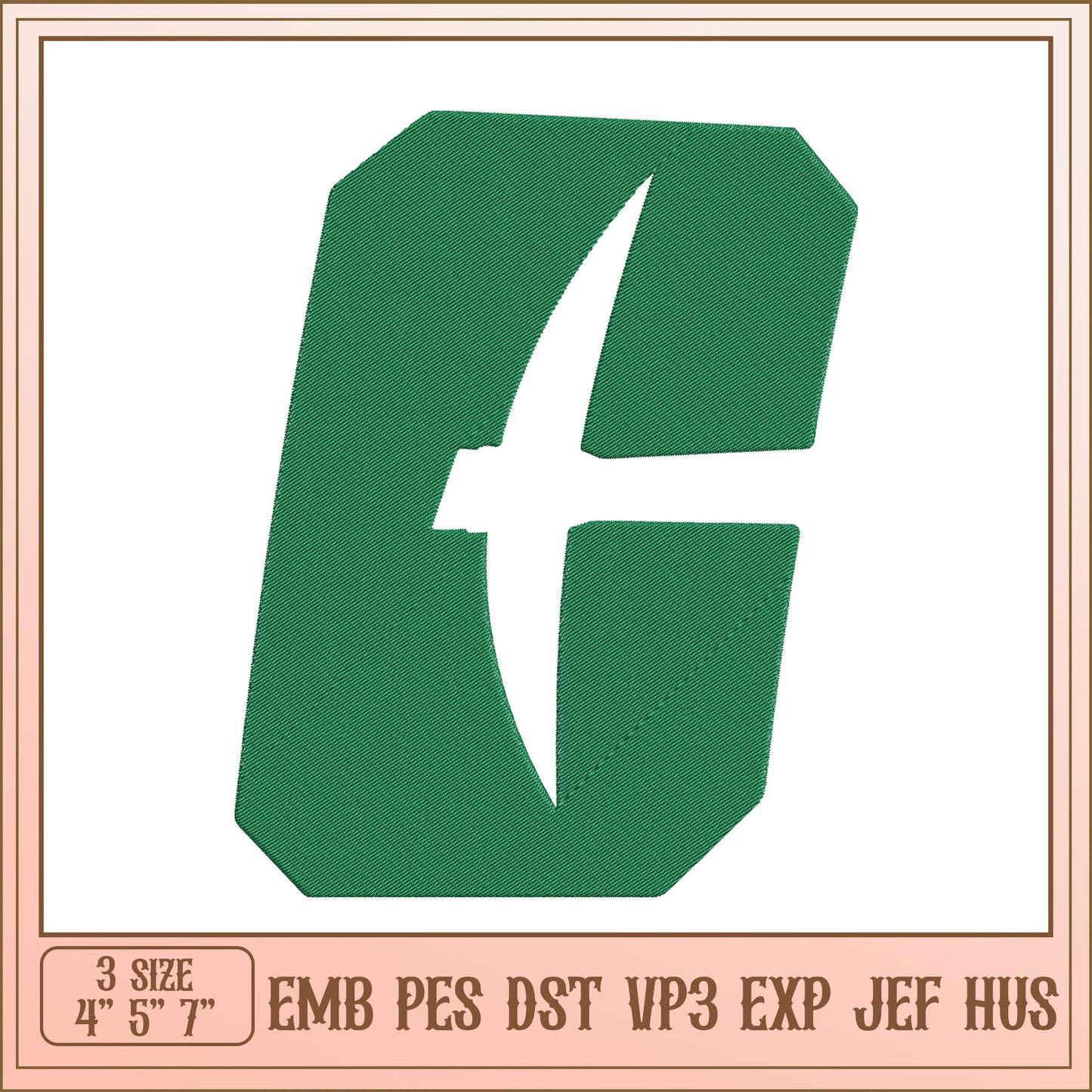 Green Letter G Embroidery Design