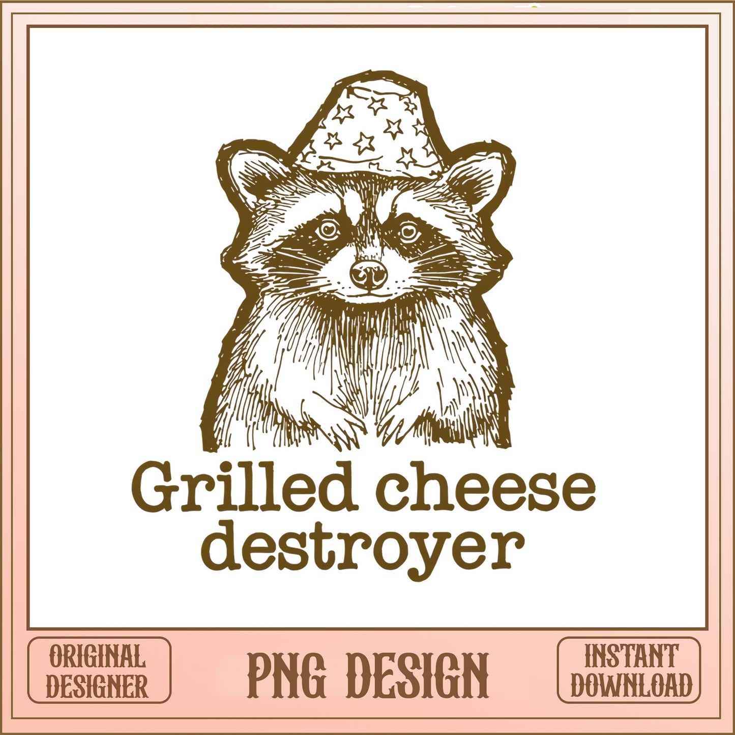 Grilled Cheese Destroyer Raccoon PNG, Funny Raccoon PNG, Trendy PNG