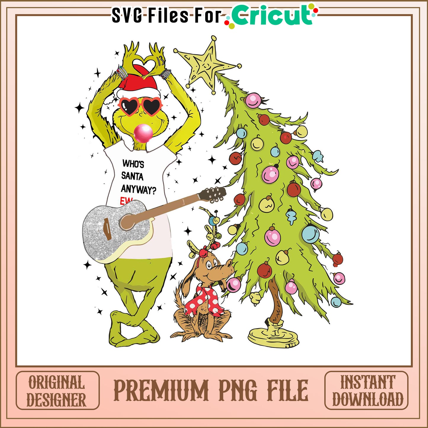 Grinch Celebrating Christmas with Dog, Fun Holiday PNG Download