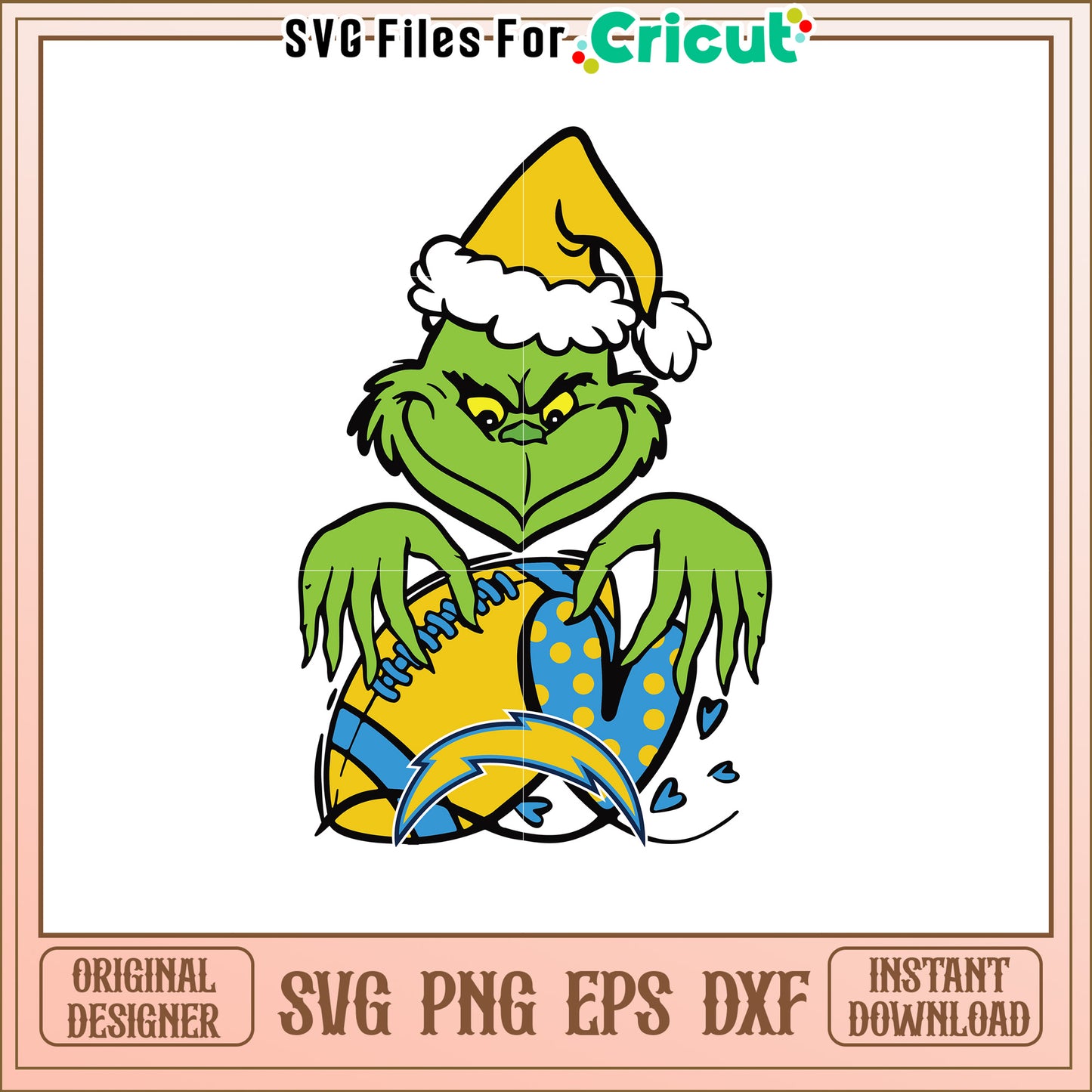 Grinch Chargers Football SVG Design