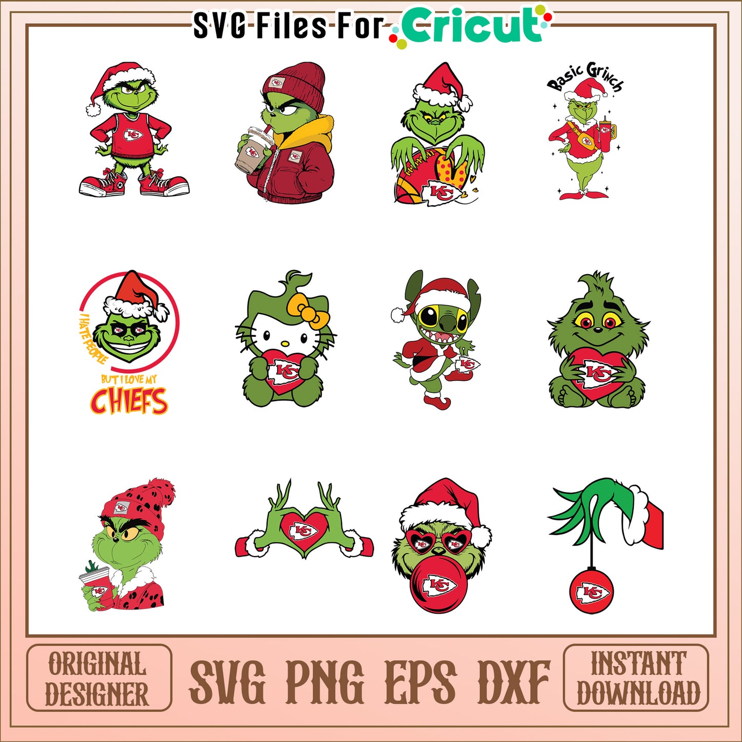 Grinch Chiefs Christmas SVG Bundle