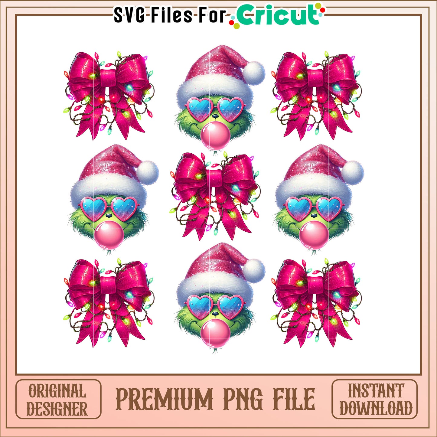 Grinch Christmas Bow PNG Graphics