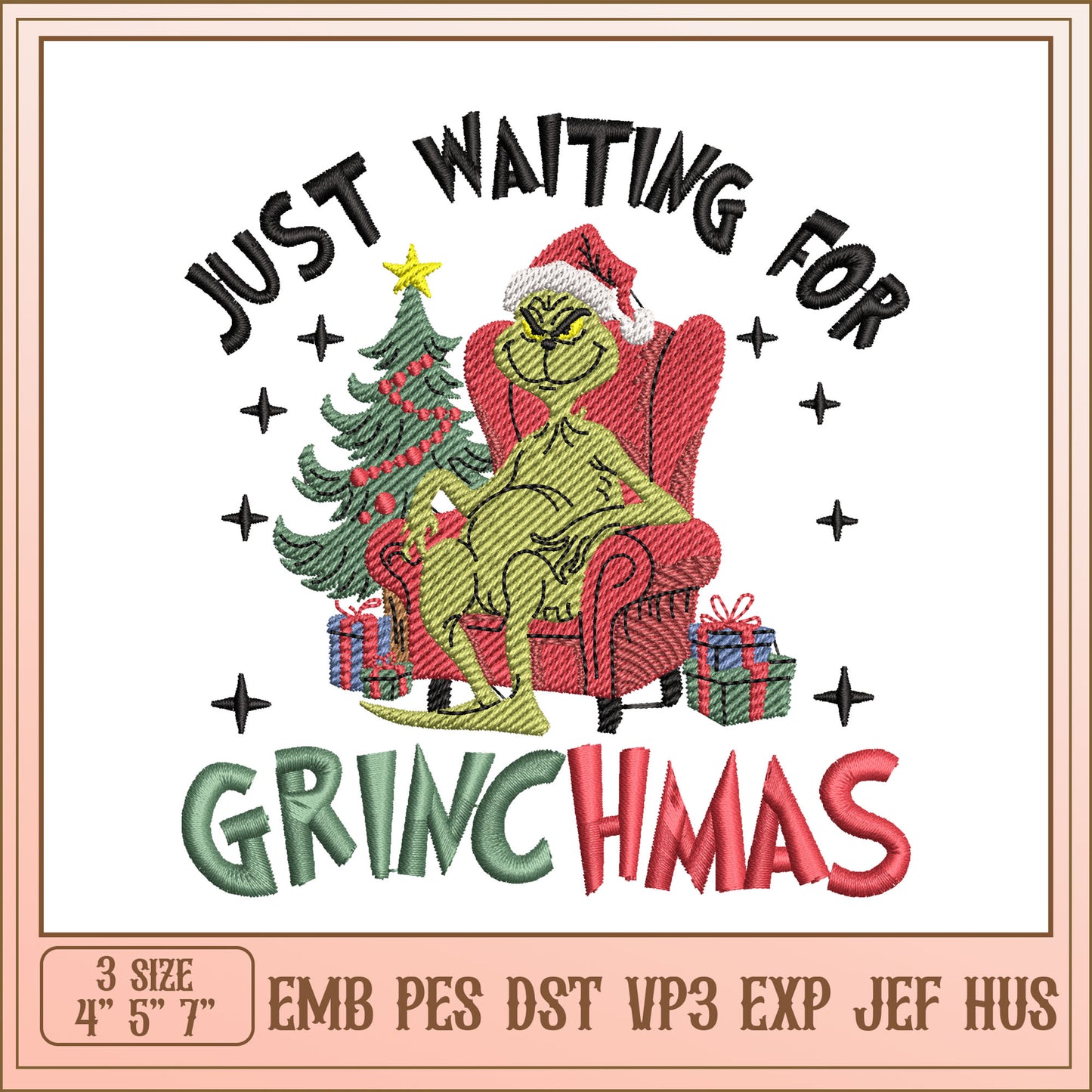 Grinch Christmas Embroidery Design Perfect for Holiday Decor
