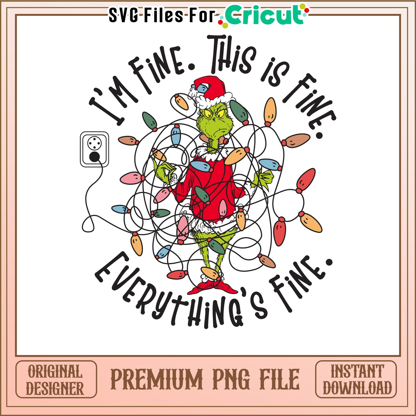 Grinch Christmas Lights Design, Perfect for Holiday Crafts PNG