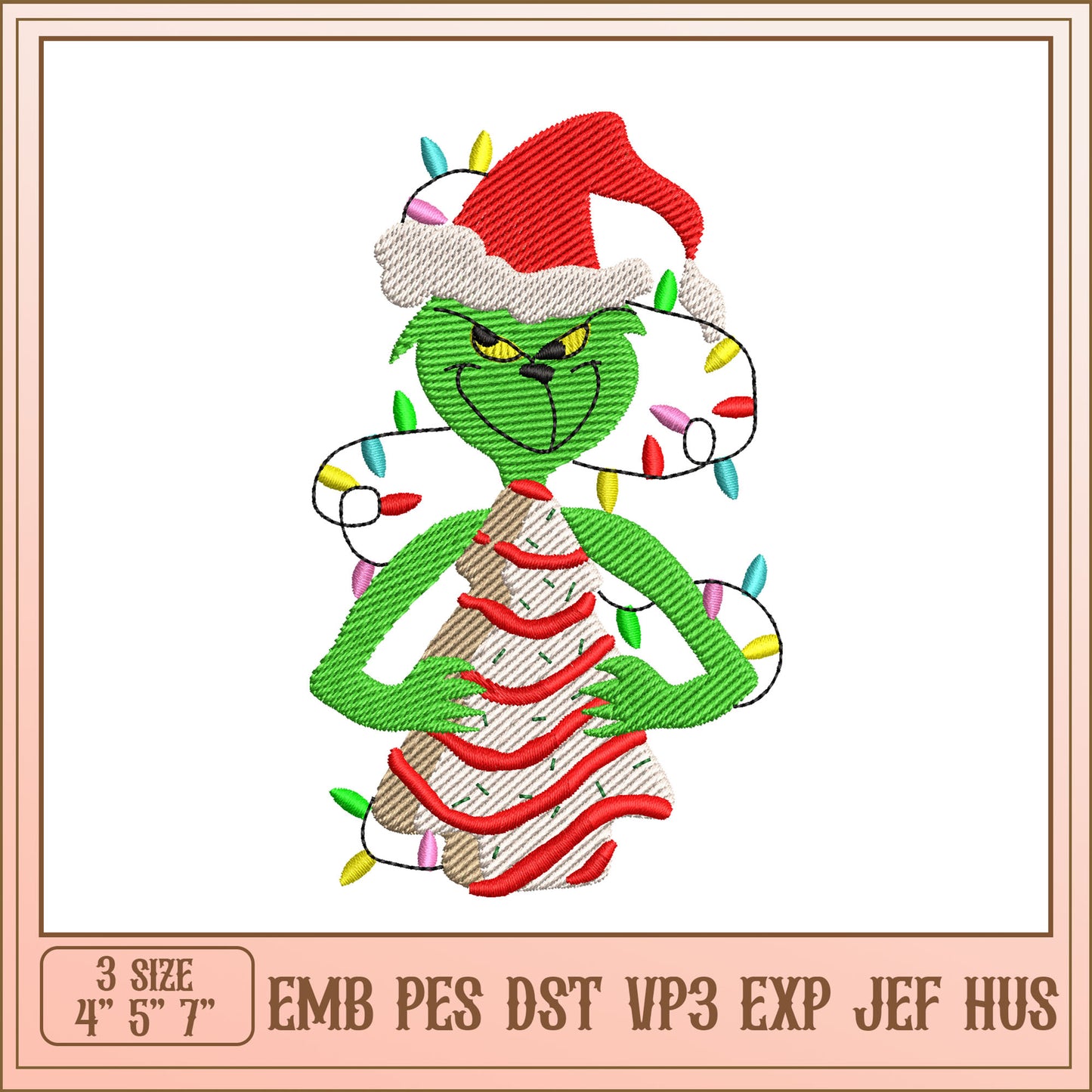 Grinch Christmas Tree Embroidery Design Digital Download Files