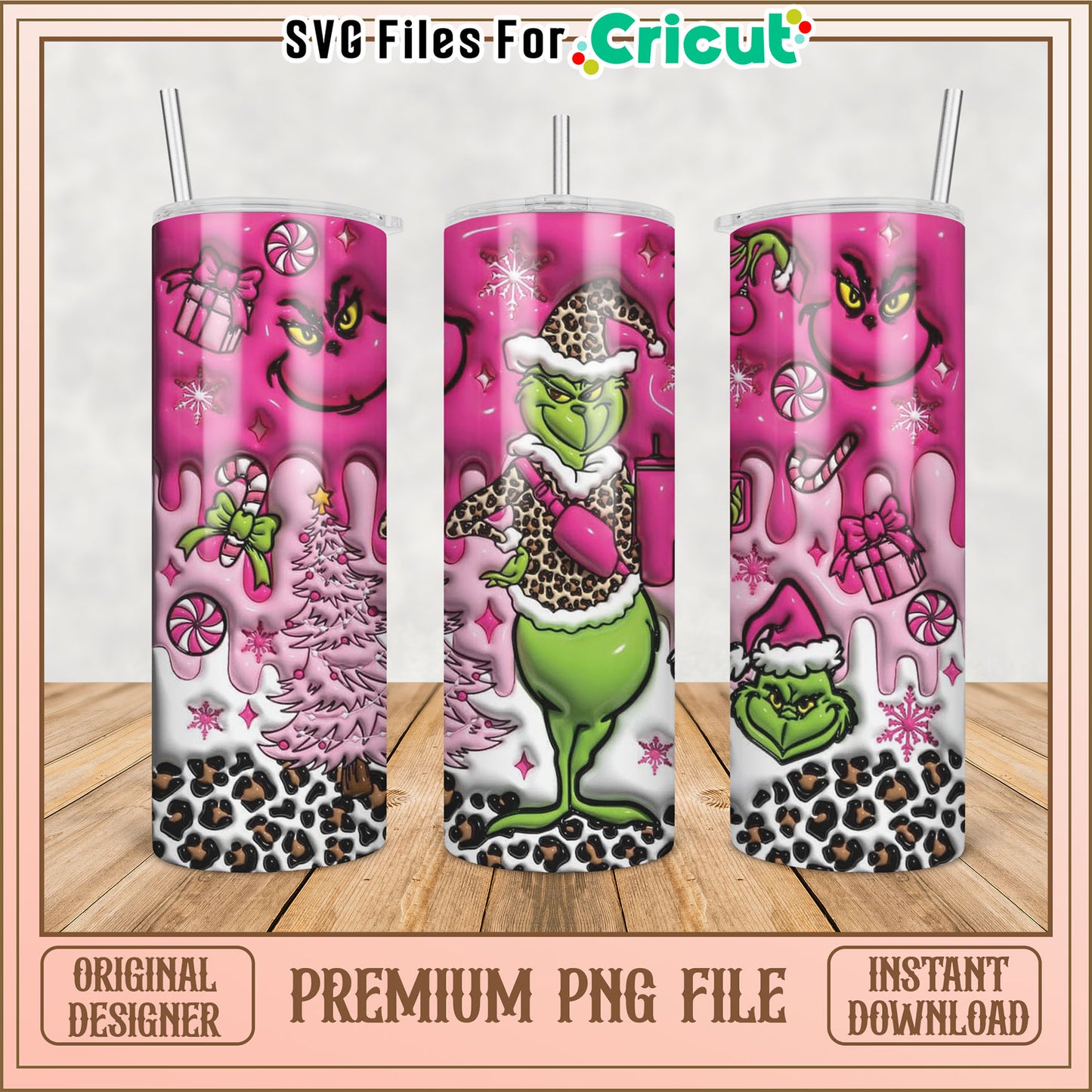 Grinch Christmas Tumbler PNG File for Cricut Instant Download
