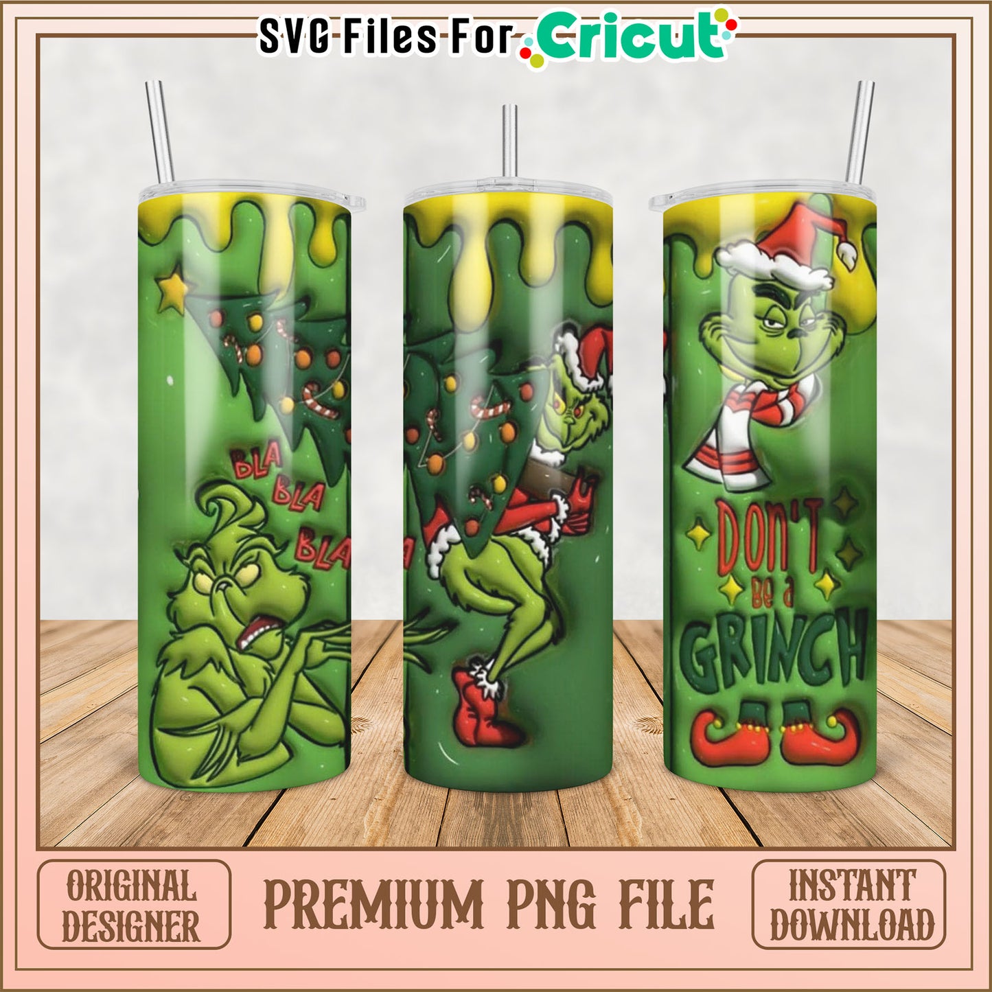 Grinch Christmas Tumbler PNG Sublimation