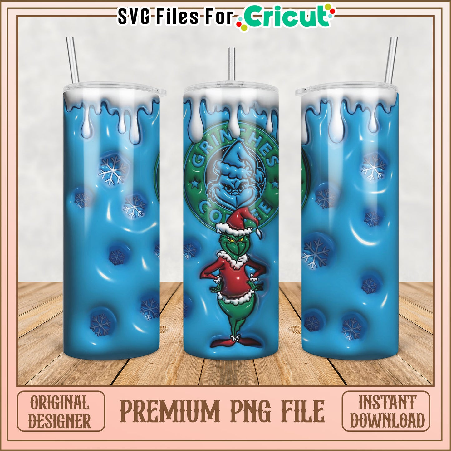 Grinch Coffee Tumbler PNG Design