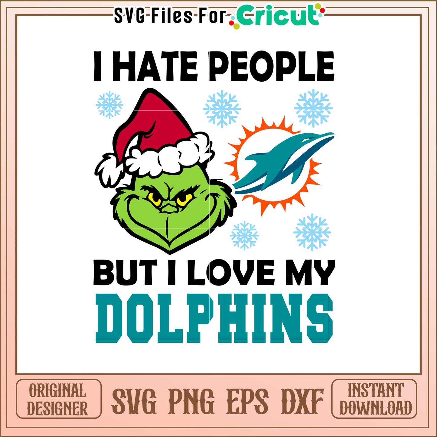 Grinch Dolphins Holiday SVG Design for Fans