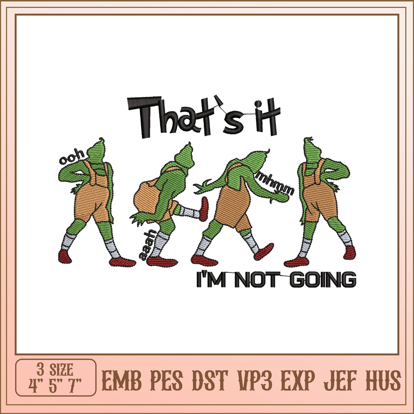 Grinch Embroidery Design, 3 Sizes