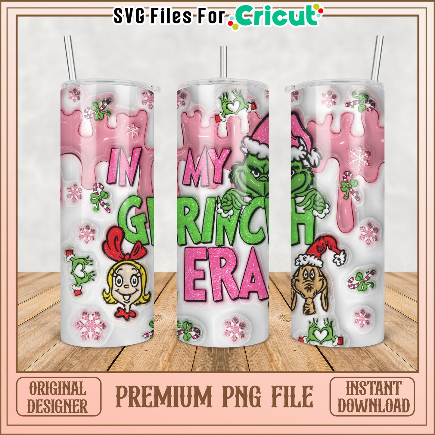Grinch Era Christmas Tumbler PNG