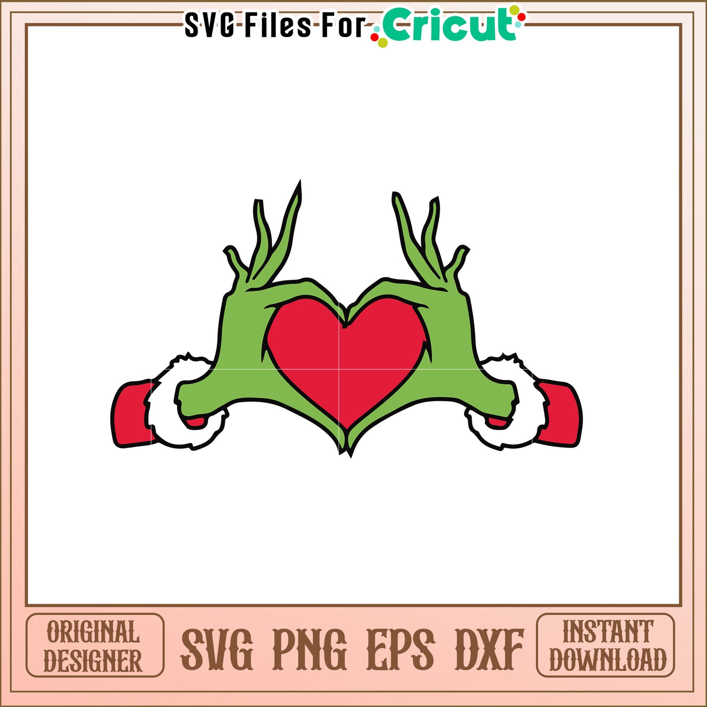 Grinch Heart Hands SVG Design for Holiday Crafts