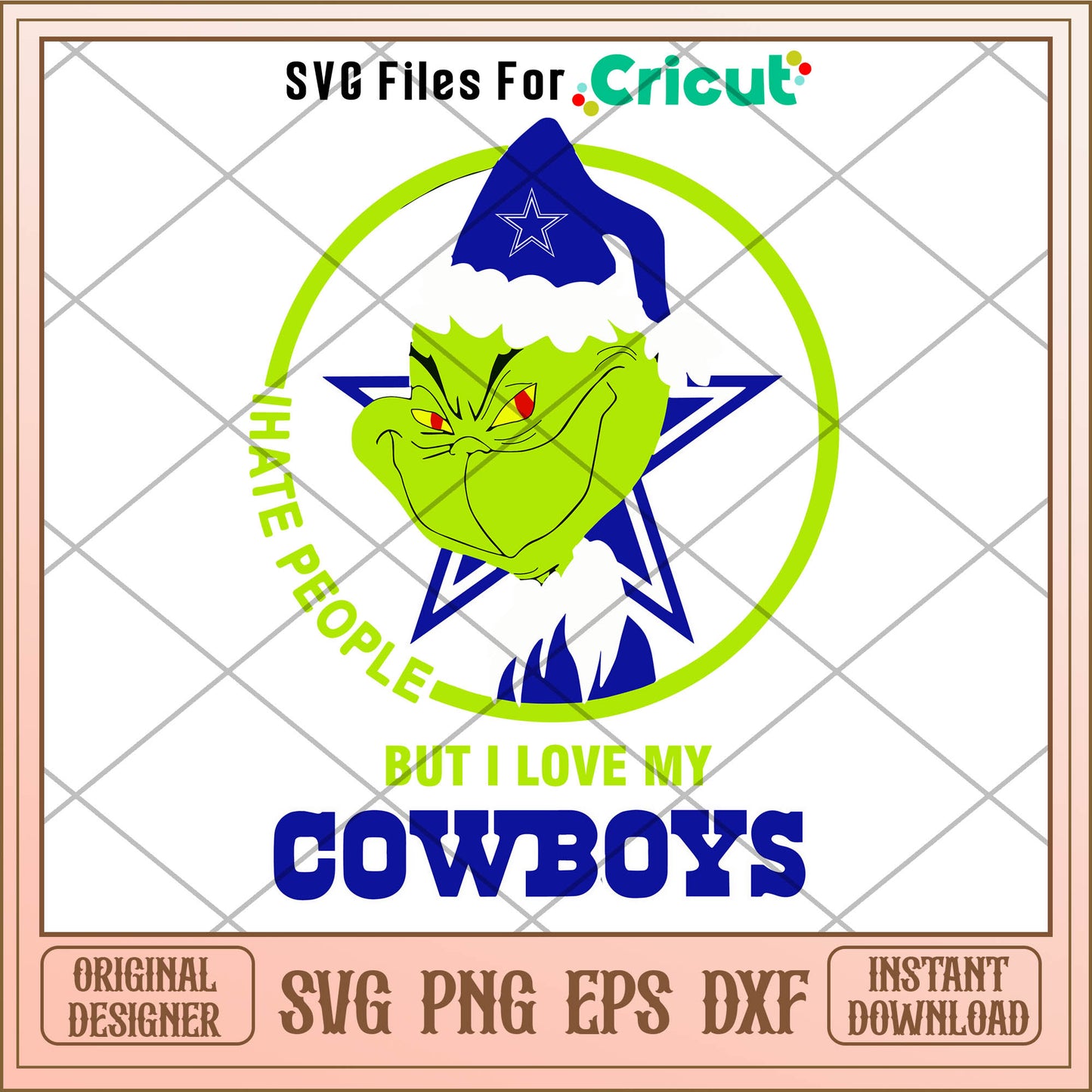 Grinch I Hate People But I Love My Cowboys Christmas SVG, dallas cowboys svg