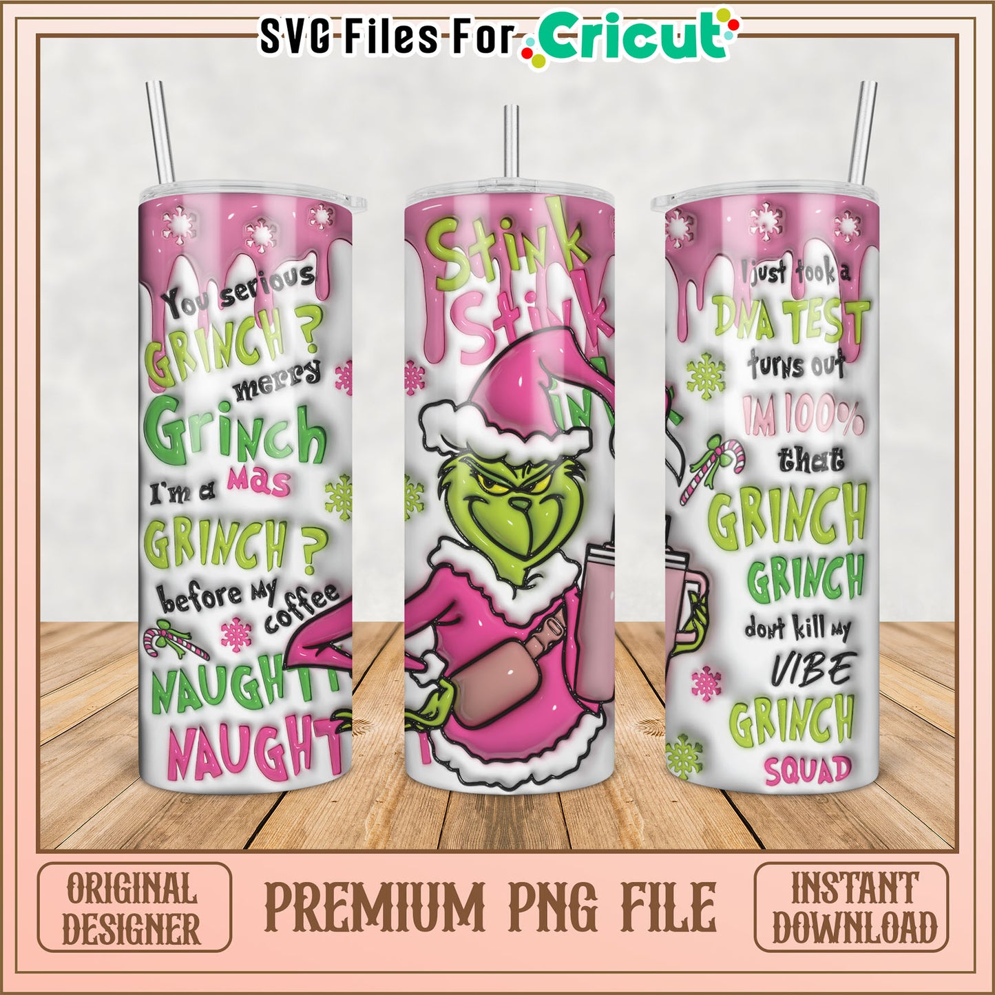 Grinch Inspired Tumbler Design PNG for Cricut Crafting Fun